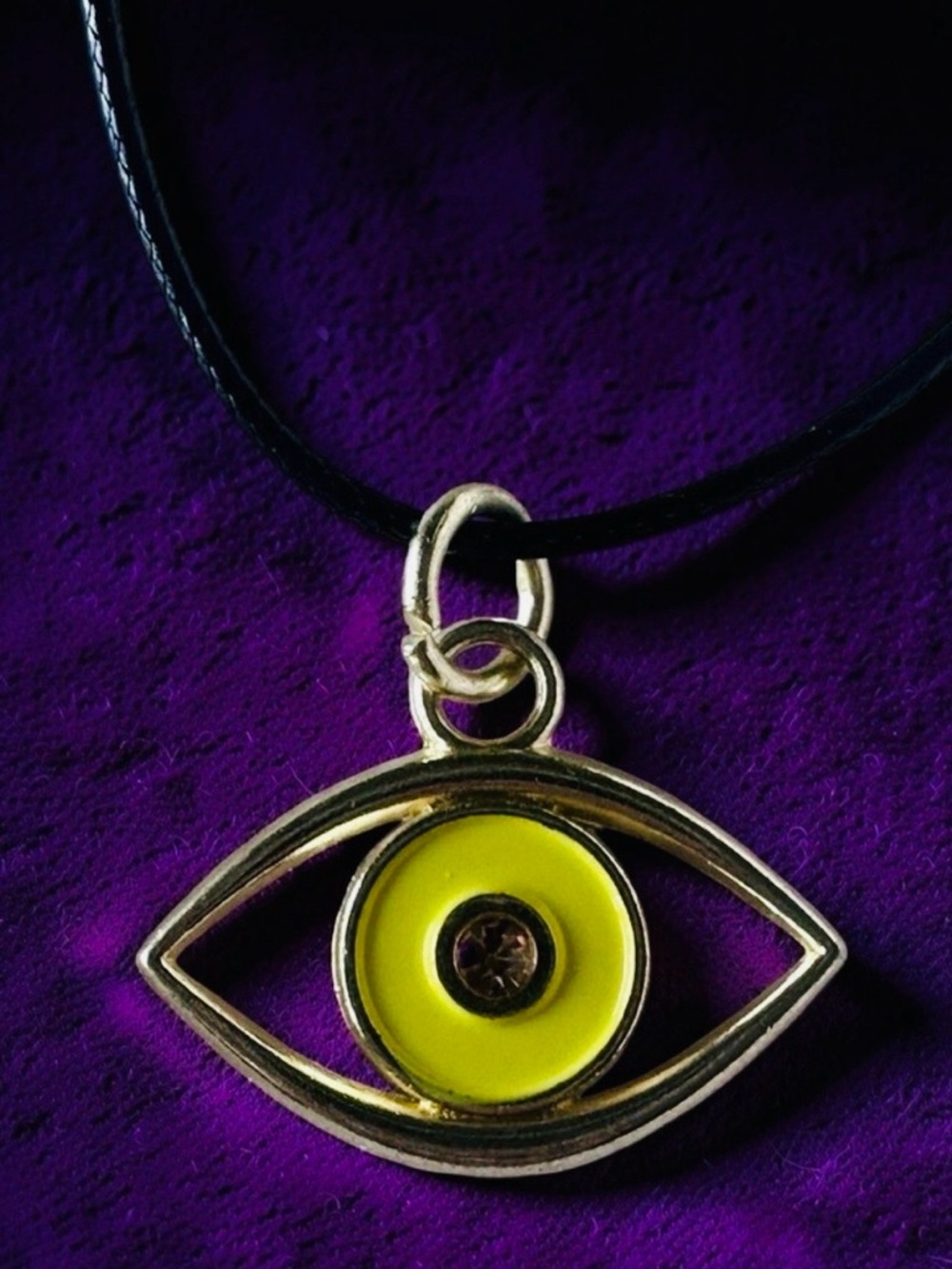 yellow evil eye pendant necklace